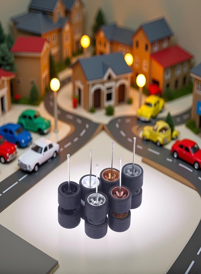 Sluswallow 2Pcs Sliver Wheels Rims Tires Set Alloy 1:64 Wheels,Scale Alloy Wheels Rubber Tires,Model Alloy and Accessories Tires Wheel Rubber - Image 4